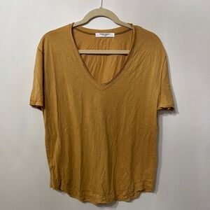 Project Social T Oversized Mustard V Neck Tee NWOT